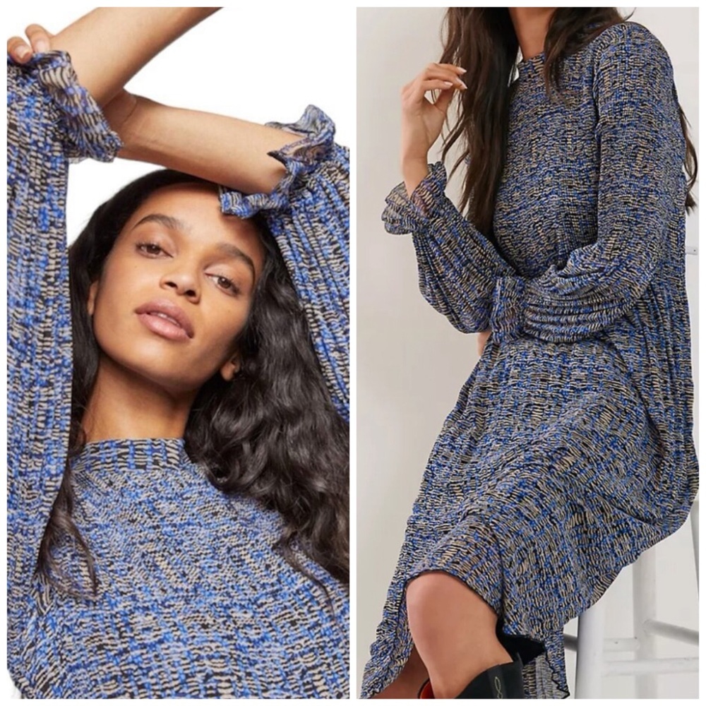 Anthropologie Shara Abstract Print Pleated Midi Dress